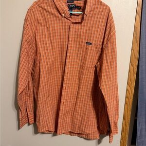 Ralph Lauren Men's Orange Checkered Dress Shirt